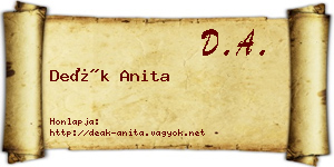 Deák Anita névjegykártya