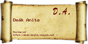 Deák Anita névjegykártya