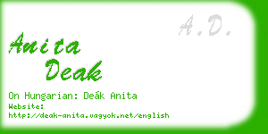 anita deak business card